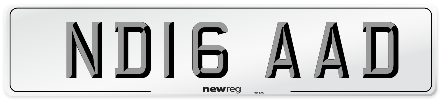 ND16 AAD Number Plate from New Reg